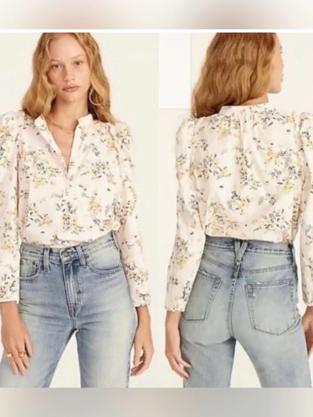 J Crew Puff-Sleeve Top in Budding Floral BB289 Size S